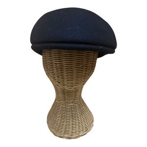 Vintage Black Mens Felted Wool Newsboy Cap Hat Size Medium Made In Czech Rep.